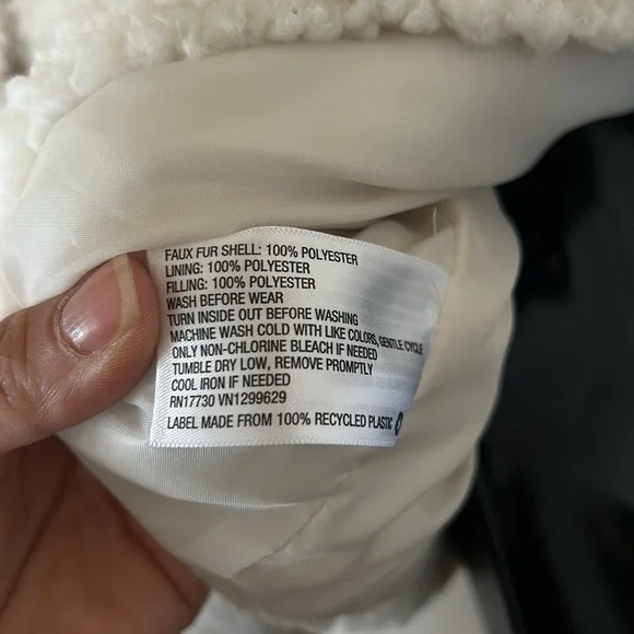 Art Class Girls Ivory White Faux Fur Sherpa Puffer Zip Up Jacket - Picture 7 of 9